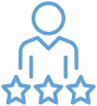 A person icon with three stars An icon representing Dr. Nosti as a doctor and a trainor
